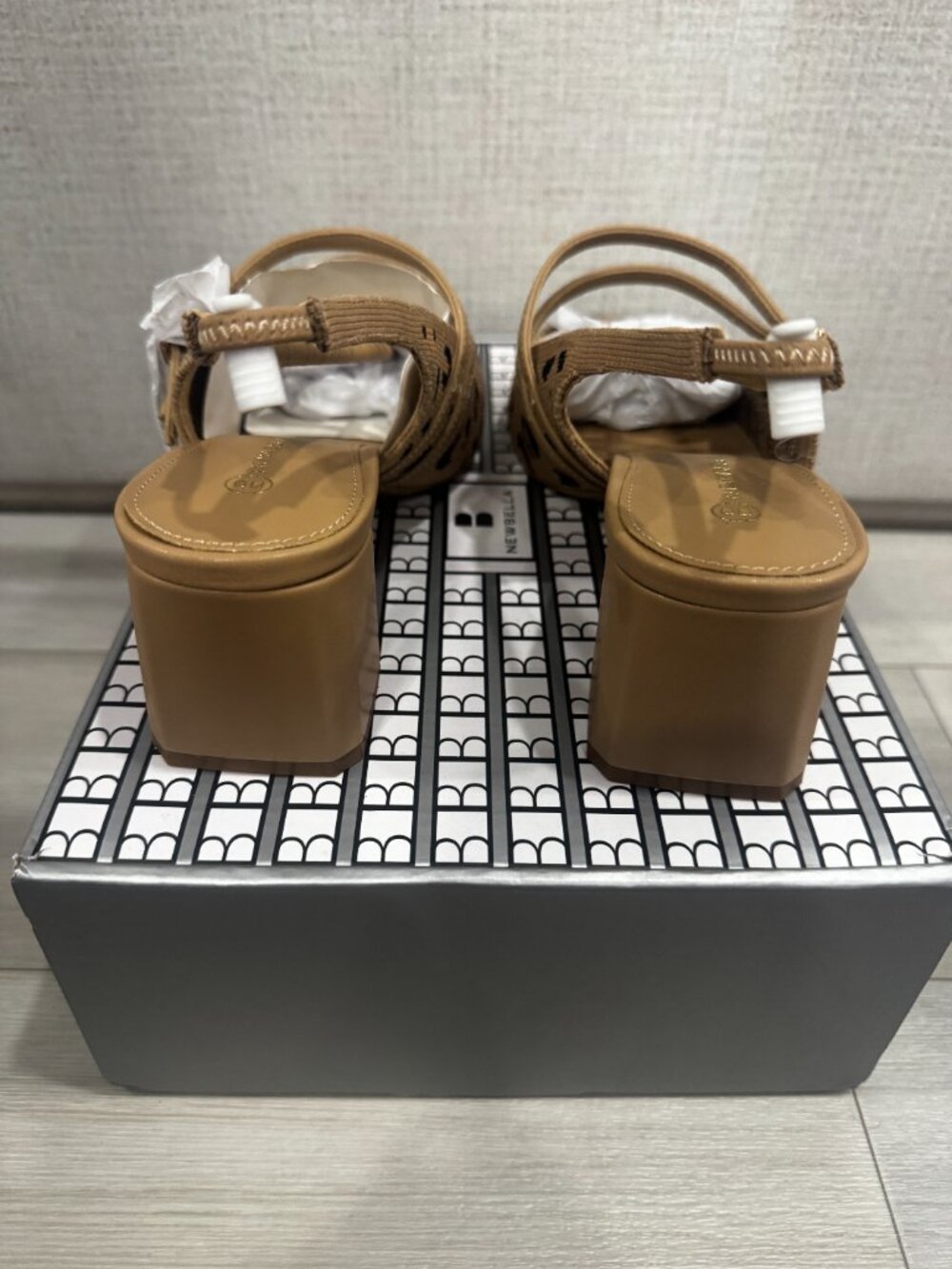 NEWBELLA Leopard Knit Mary Jane Chunky Low Heel Slingback Pump Square Toe 8.5 - Picture 10 of 13
